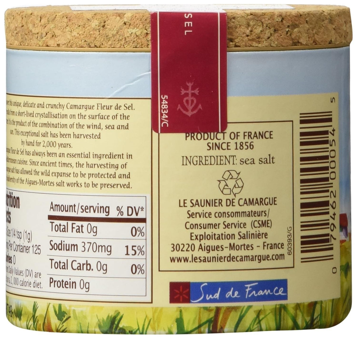 Le Saunier De Camargue Fleur De Sel Sea Salt, 4.4 Ounce Canisters (5 PACK)