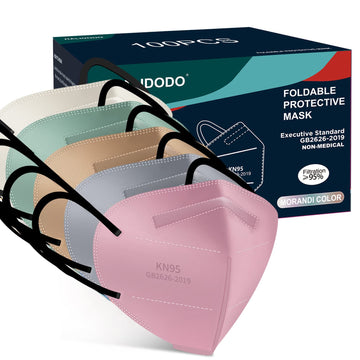 Halidodo 100 Packs Individually Wrapped Kn95 Face Mask 5-Ply Breathable & Comfortable Filter Safety Mask With Elastic Ear Loop A