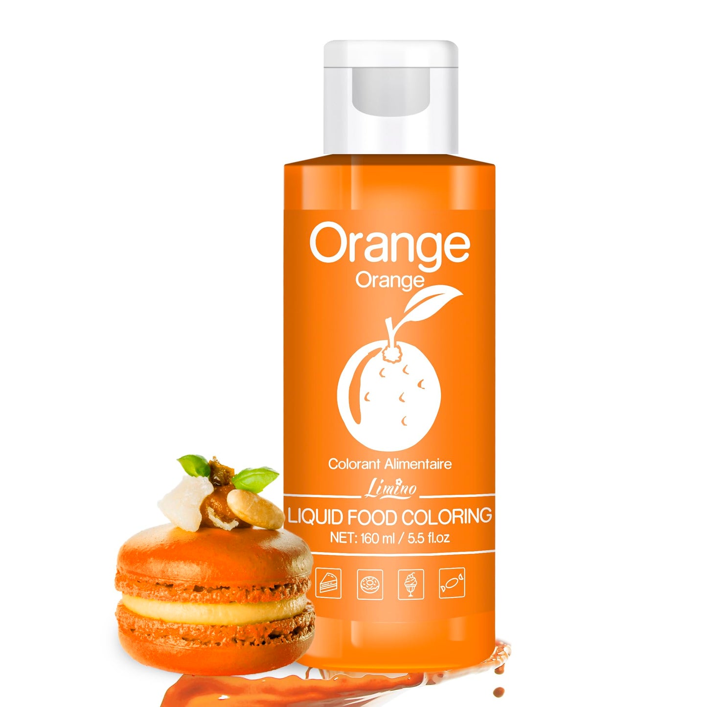 Limino Food Coloring - Vivid Orange Liquid Dye for Baking & Crafts - 6 fl. oz (Pack of 1)