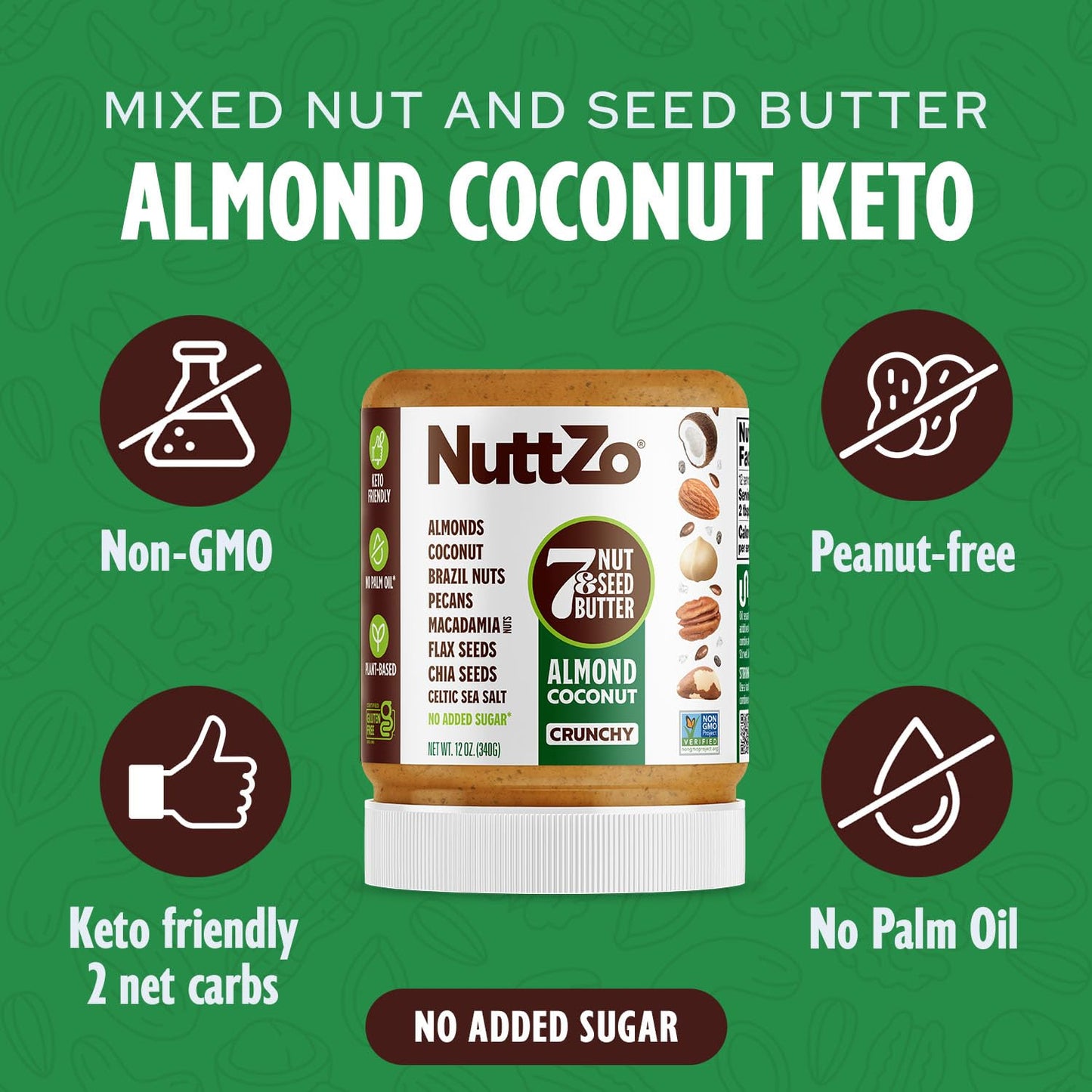 Nuttzo Keto Almond Coconut - 7 Nut And Seed Butter, Coconut, Brazil Nuts, Almonds, Pecans And More | Keto Friendly, No Added Sug