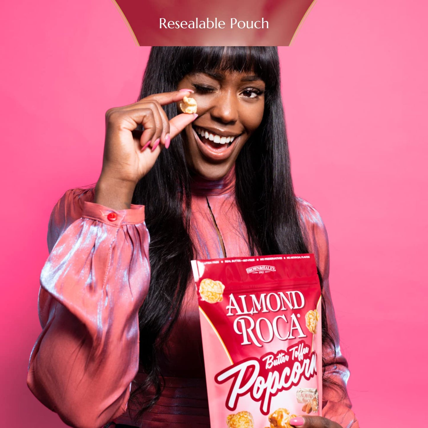 Almond Roca By Brown And Haley Gourmet Butter Toffee Flavored Popcorn - Sweet Crunchy Kettle Popped Pop Corn With Buttery Toffee