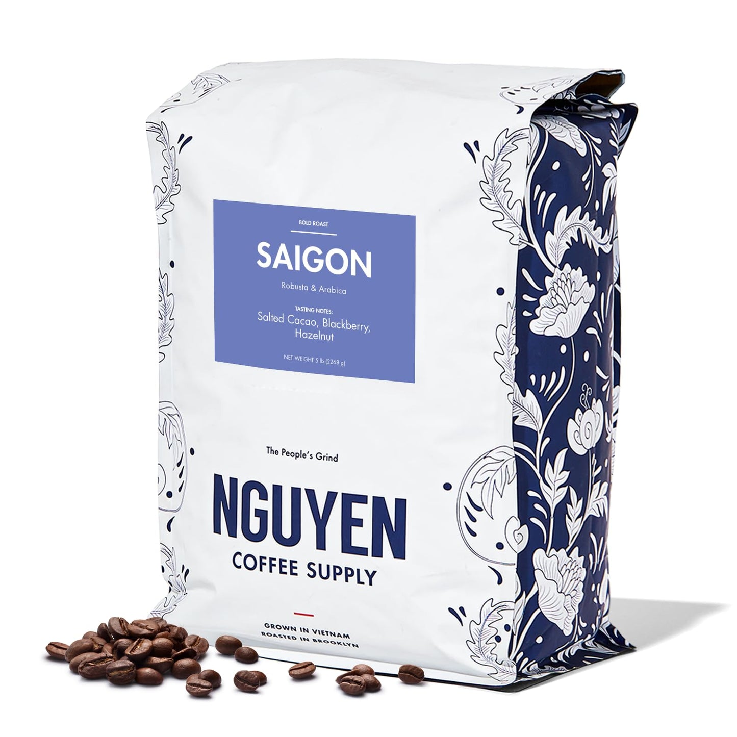 Nguyen Coffee Supply - Saigon Robusta & Arabica Blend: Dark Roast Enhanced Whole Coffee Beans, Vietnamese Single Origin, Direct Trade, Low Acid, High Caffeine, Roasted In Brooklyn [5 Lb Bag]