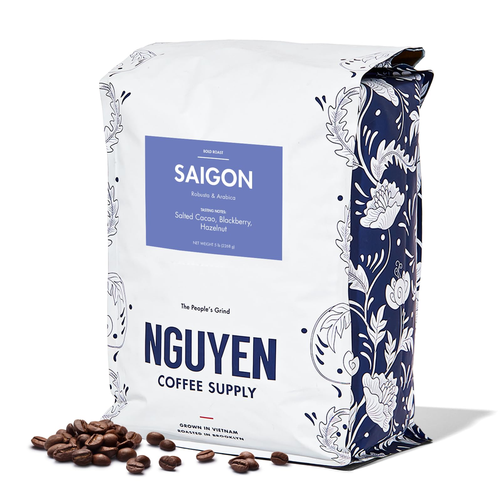 Nguyen Coffee Supply - Saigon Robusta & Arabica Blend: Dark Roast Enhanced Whole Coffee Beans, Vietnamese Single Origin, Direct Trade, Low Acid, High Caffeine, Roasted In Brooklyn [5 Lb Bag]