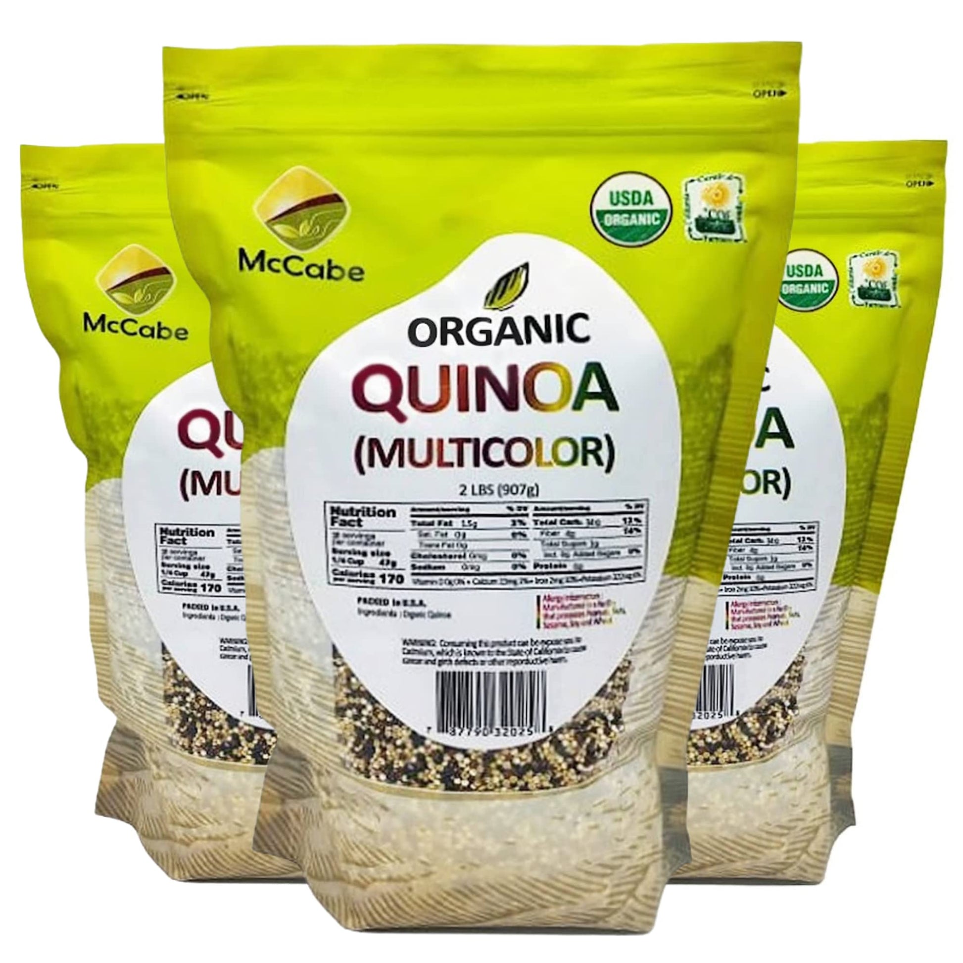 McCabe Organic Multicolor Quinoa - USDA Certified, Rich in Fiber & Minerals, 2 lbs (Pack of 3)