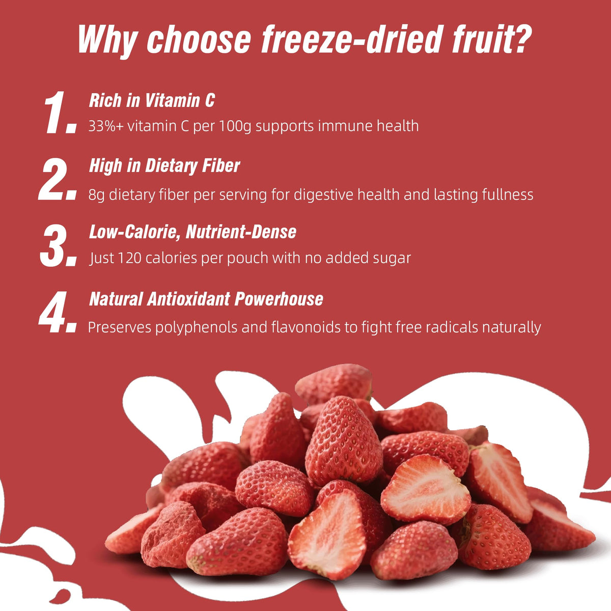 MATINÉE Freeze Dried Strawberries, Whole Dried Fruit Snack, Vegan, Non-GMO, Preservative Free, 1.2oz (Pack of 4)