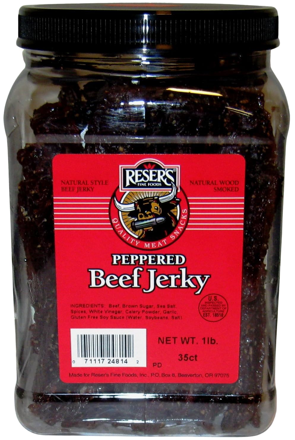 1/2 Gallon Jar ReserS Peppered Beef Jerky 1 Pound Of Jerky