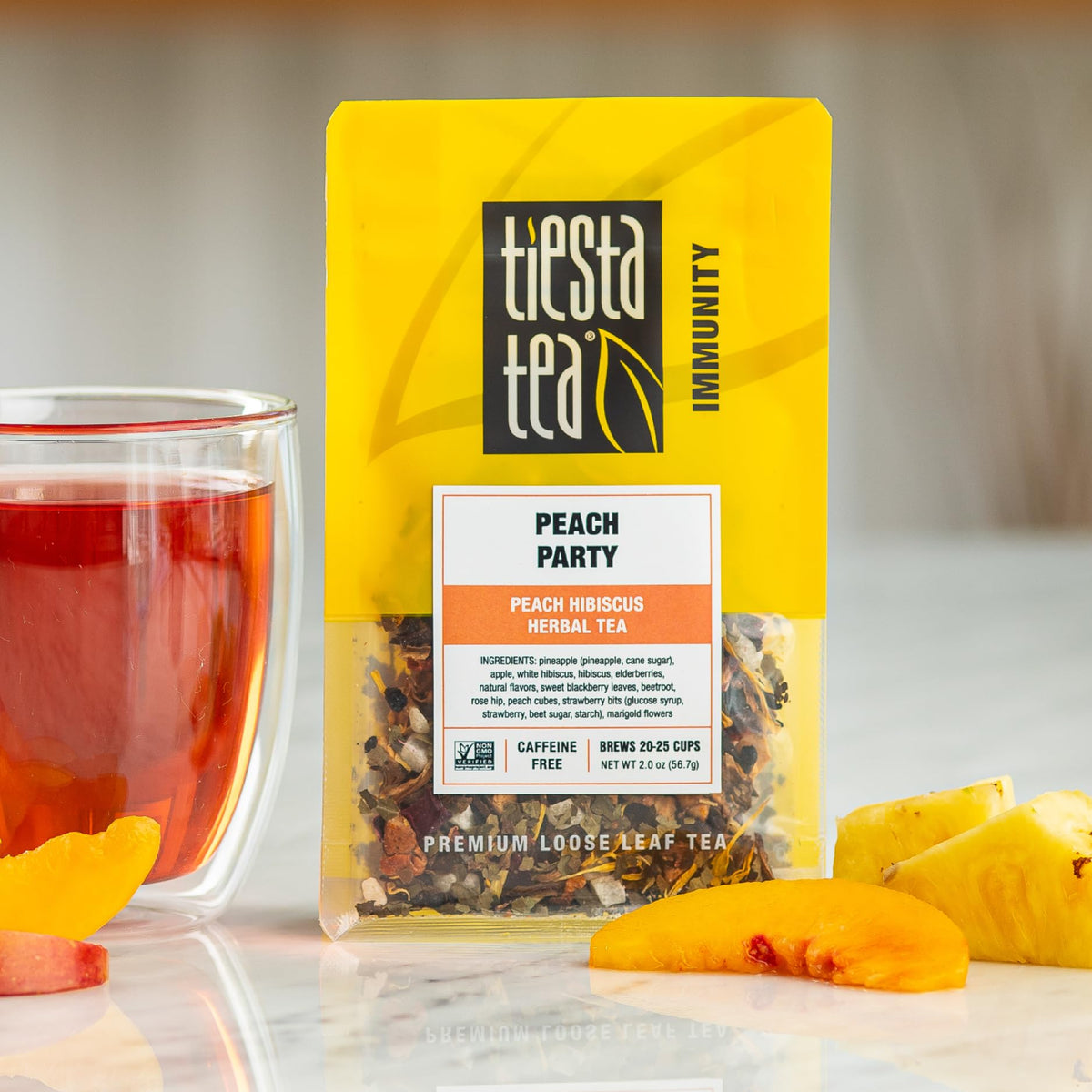 Tiesta Tea - Peach Party | Peach Hibiscus Herbal Tea | Premium Loose Leaf Tea Blend | Non-Caffeinated Fruit Tea | Make Hot Or Ic