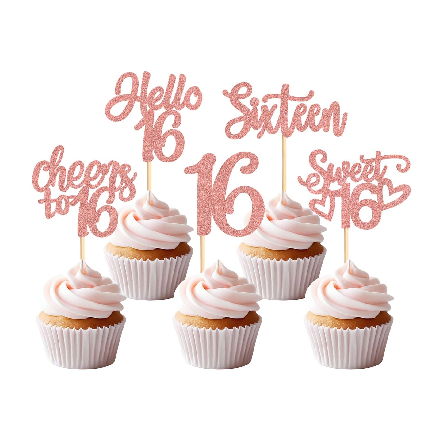 Keaziu 25 Pack Holy Shit You Are 16th Cupcake Toppers Sweet Sixteen 16 Happy 16 Cupcake Picks for 16th Birthday Wedding Annivers