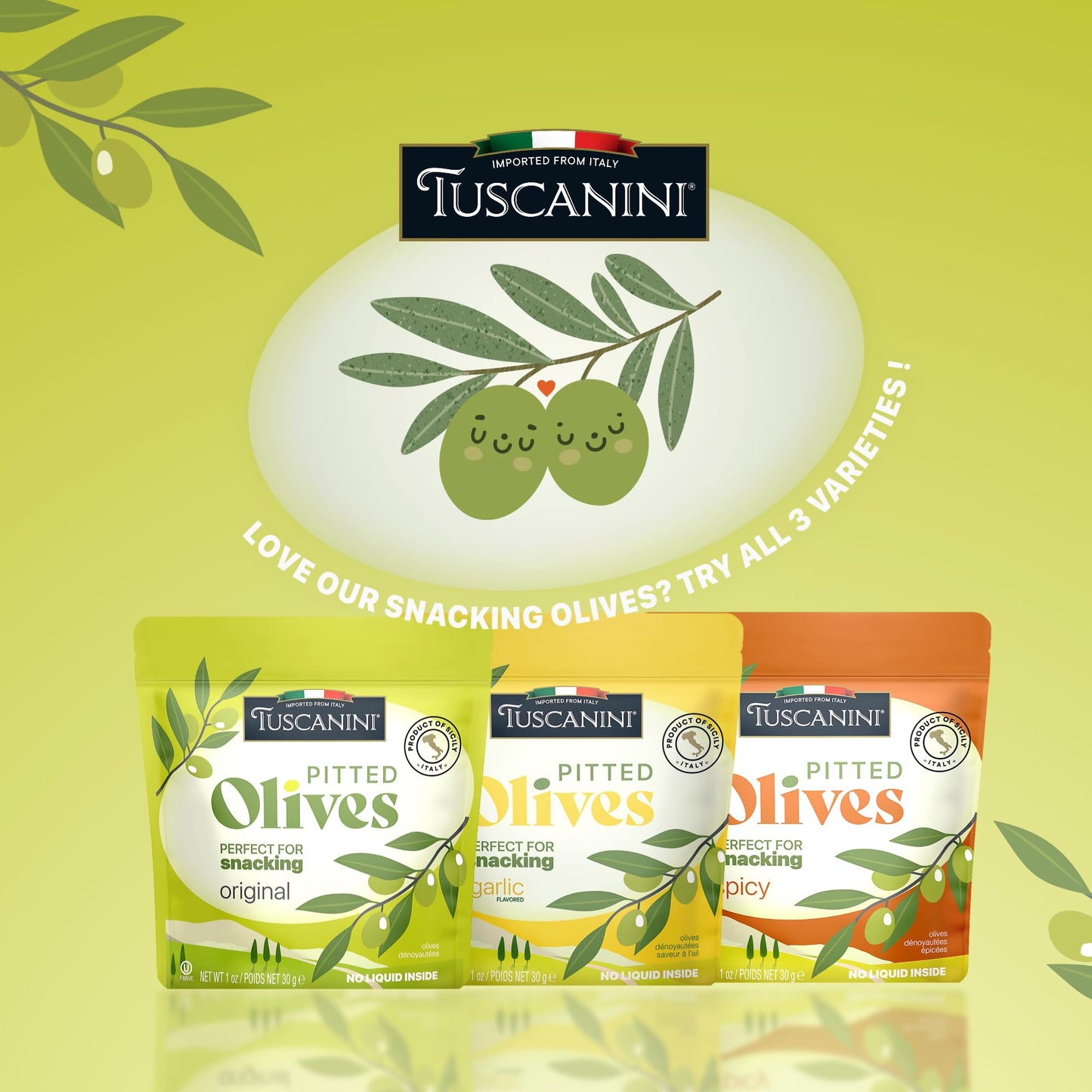 Tuscanini Italian Pitted Snack Olives, 1 Oz (10 Pack) | Convenient Olive Pouches For Snacking | No Oil | Gluten Free, Vegan, Ket