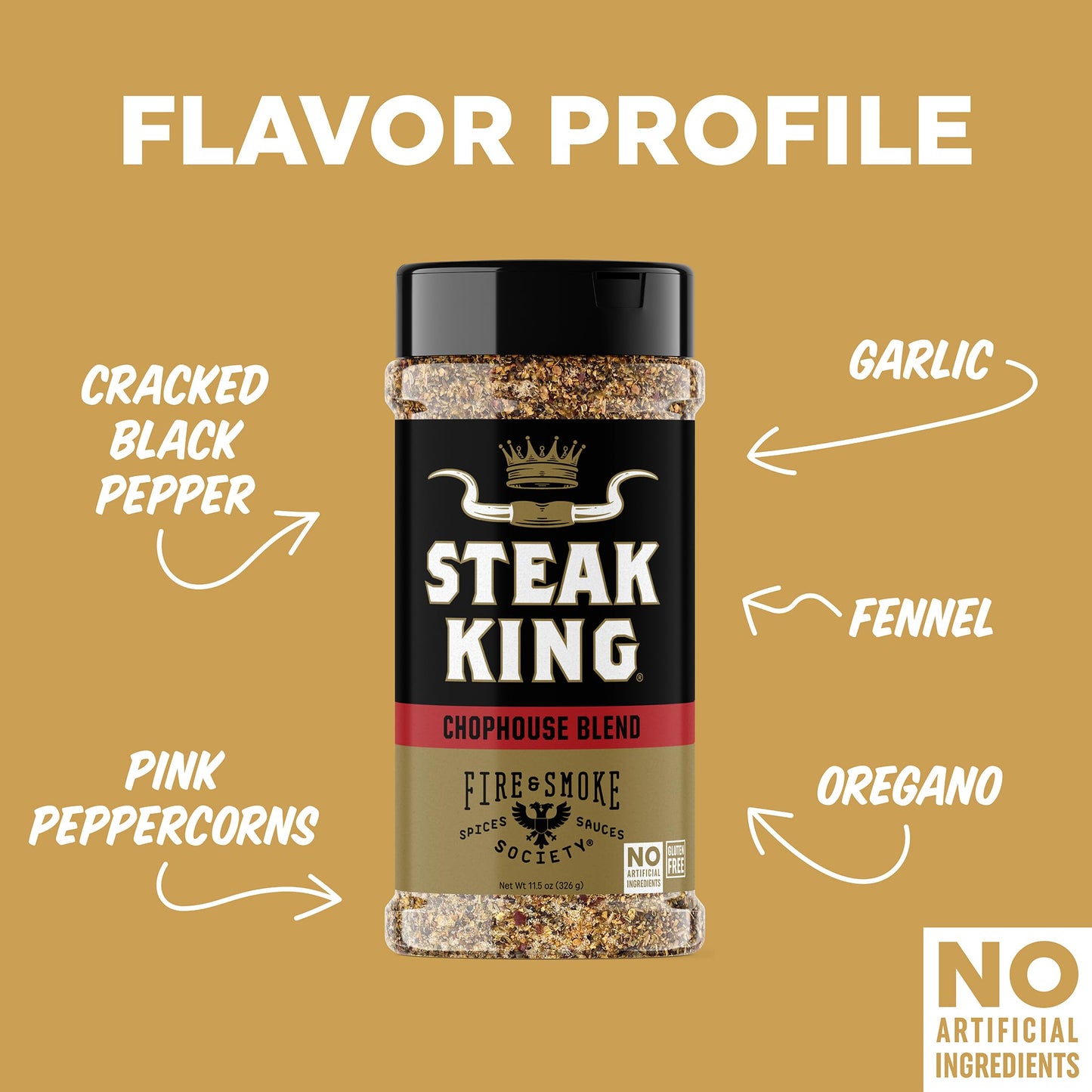Fire & Smoke Society Steak King Seasoning BBQ Rubs for Meat 11.5 oz