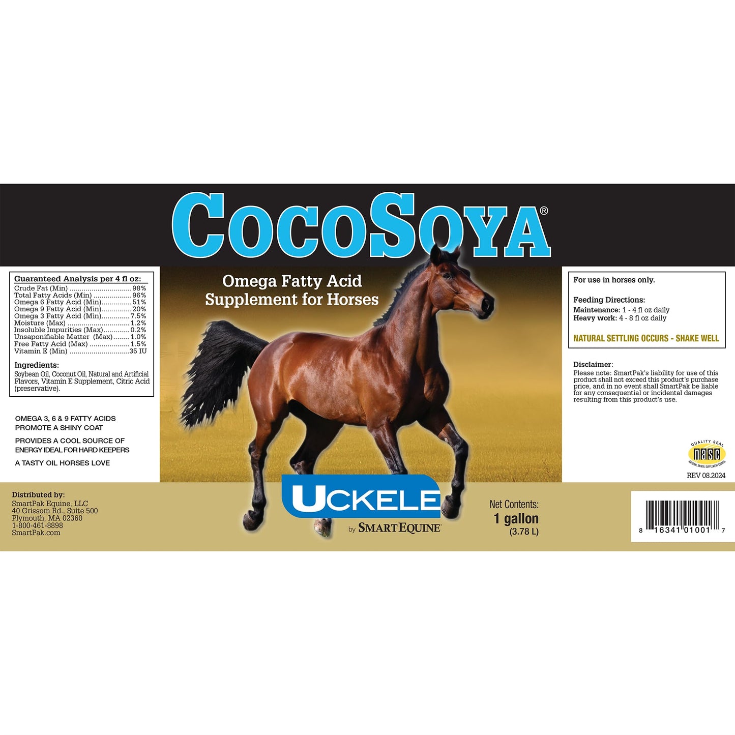 Smartequine Cocosoya Oil | Oil For Skin And Coat | Contains Soybean And Coconut Oil For Overall Coat Shine And Horse Health | Nourishing Fatty Acids For A Lustrous Appearance | 1 Gallon