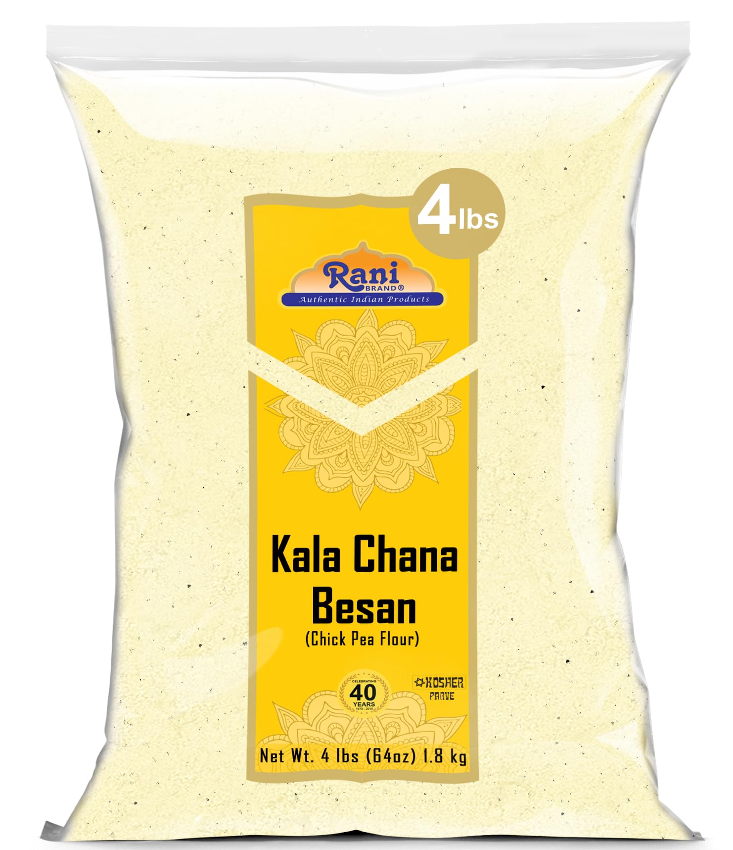 Rani Kala Chana Besan (Chick Peas Flour) 64oz (4lbs) 1.81kg Bulk ~ All Natural | Vegan | Gluten Friendly | NON-GMO | Kosher | In