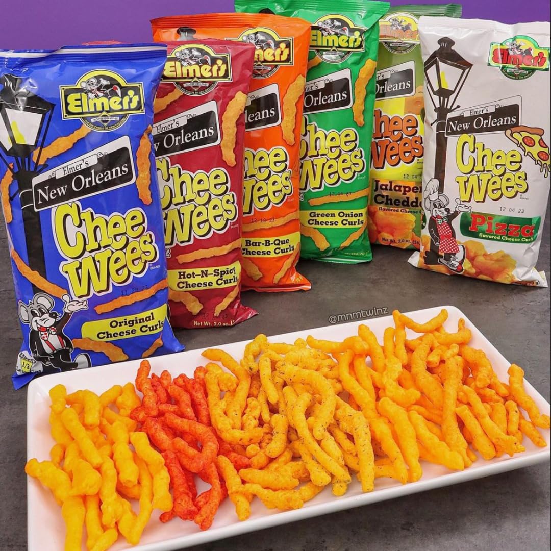 Elmer'S New Orleans Chee-Wee'S, Authentic Nola Bbq Flavor, Irresistible Crunchy Snack Delight 5 Oz Bags, Pack Of 4