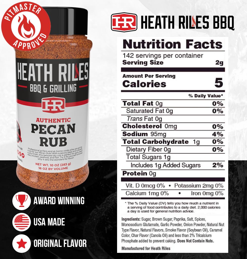 Heath Riles BBQ Pecan Rub Seasoning, Shaker Spice Mix, 2 lb Refill Bag
