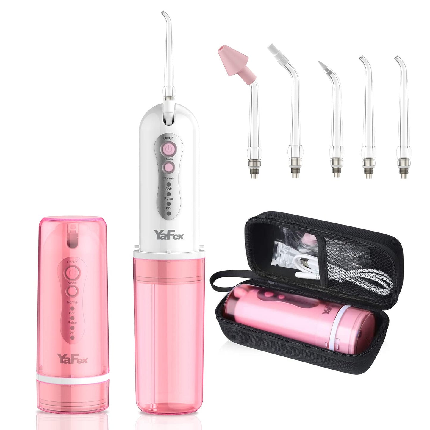 Water Dental Flosser Cordless For Teeth: Portable Oral Irrigator Rechargeable Collapsible Travel Teeth Cleaner With Case, 4 Mode