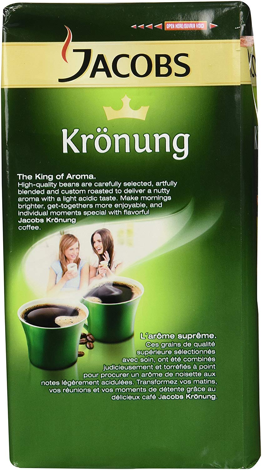 Jacobs Kronung Ground Coffee, 500g (Pack of 4), 1.1 lb, Rich Flavor, Perfect for Brewing, Freshly Ground
