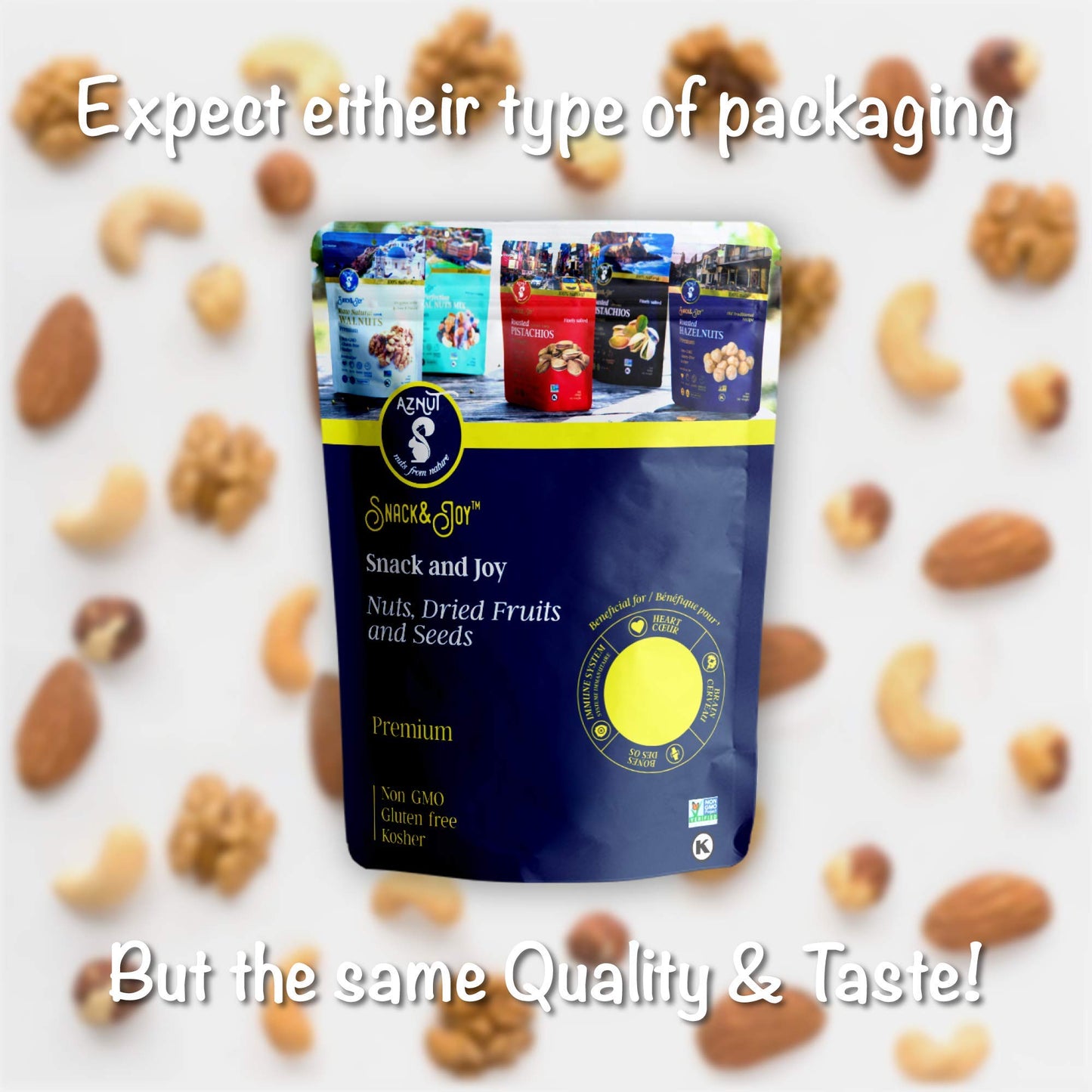 Aznut Raw Hazelnuts Filbert Nuts, Shelled, Gluten Free, Fresh, Premium Quality 100% Natural Non-Gmo Project Certified, Kosher Certified, Great Snacks, Resealable Bag 2 Lb