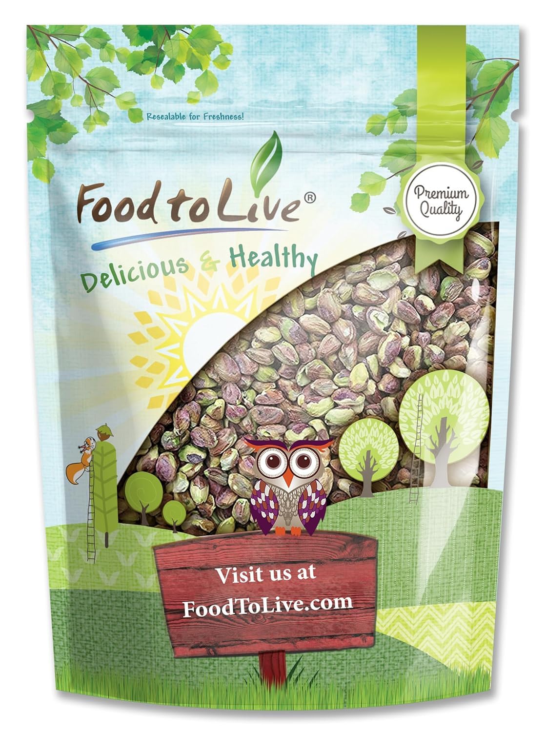 Food to Live No Shell Pistachios, 2 Pounds - Unsalted, Kernels, Sirtfood, Bulk. Pistachios Individual Packs. Wonderful Keto and 