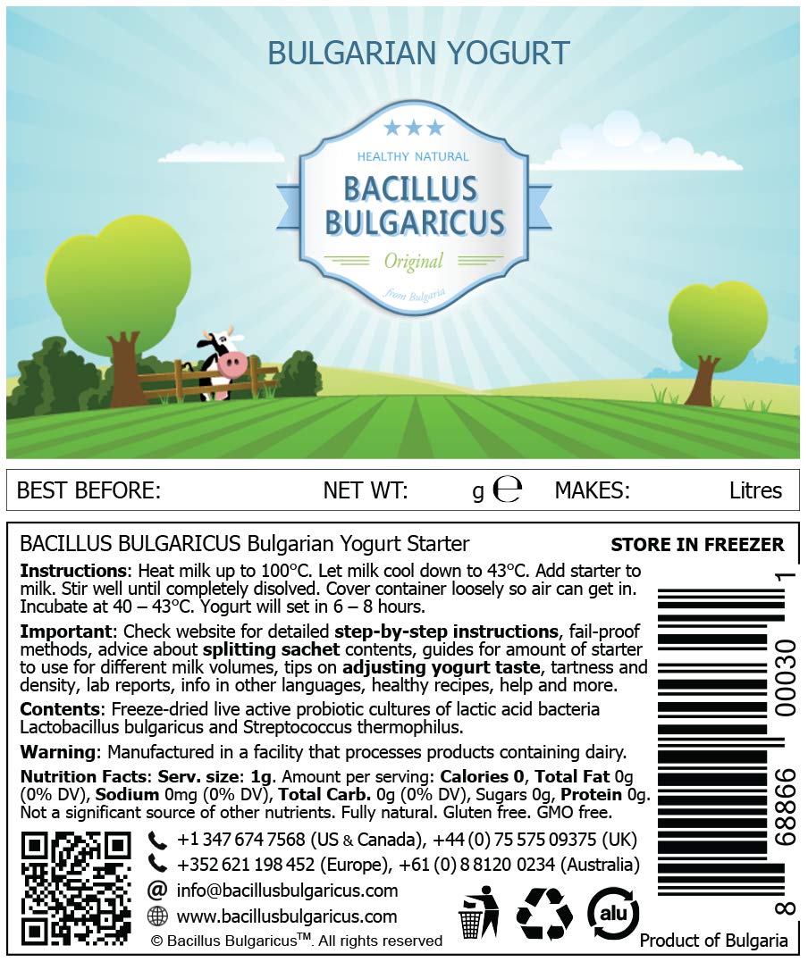 Bulgarian Yogurt Starter (Makes 64 Oz / 2 L)