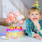 Outus Latex Confetti Balloon Cloud Cake Topper Acrylic Happy Birthday Cake Topper Mini Balloon Garland Cake Decorations for Birt