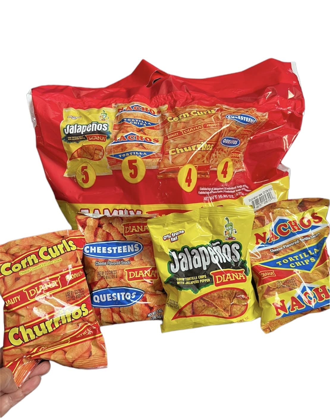 DIANA MIX JALAPEOS NACHOS CHURRITOS Y QUESITOS PROCDUCRO SALVADOREO 18BOLSAS