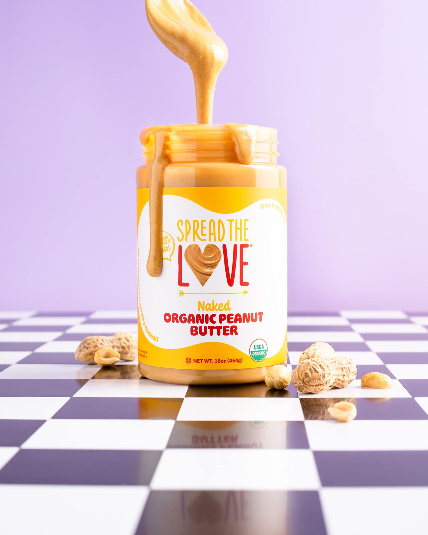 Spread The Love Organic Peanut Butter, Vegan, Gluten-Free, Creamy, 16oz (Pack of 6)