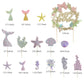34Pcs Mermaid Birthday Cake Topper Kit With Mermaid Themed Cupcake Topper Picks, Glitter Seaweed Decor And Starfish Conch Seahor