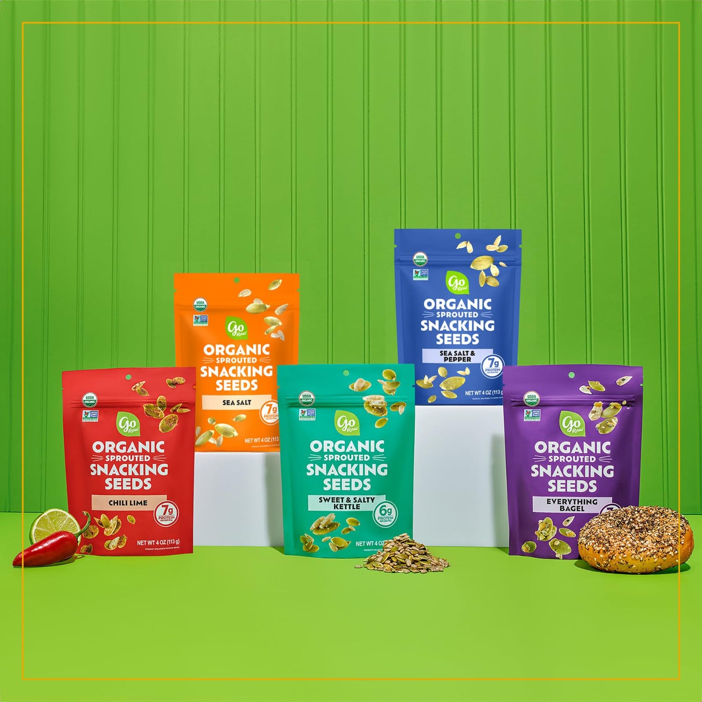 Go Raw Organic Sprouted Sea Salt & Pepper Snacking Seeds, 4 oz, 6 Pack, Pumpkin & Sunflower Seeds, Keto, Kosher
