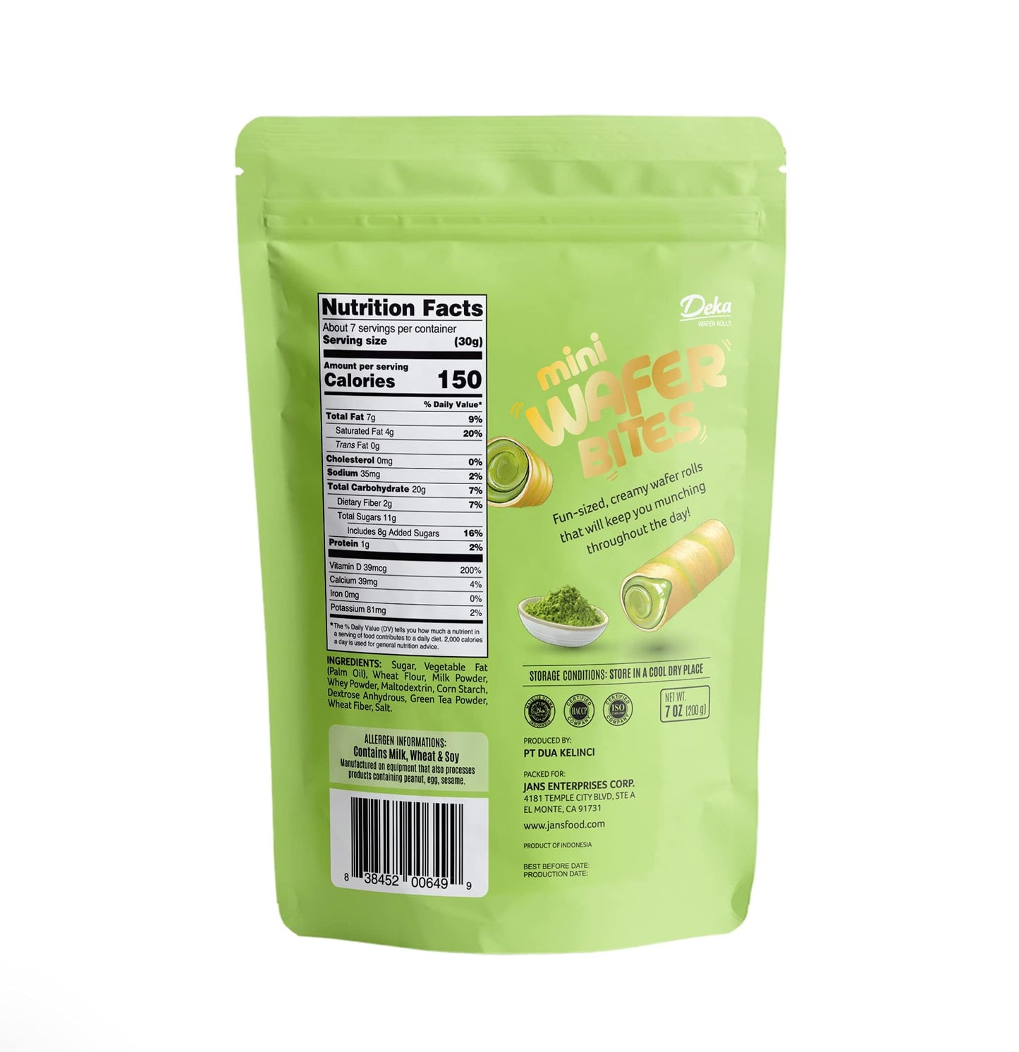 Deka Mini Wafer Bites (Pack Of 12, Matcha)