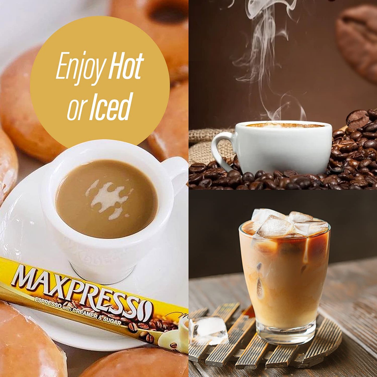 Maxpresso 3 In 1 Korean Instant Coffee Mix - Single Serve Sticks 40 Packets With Creamer And Sugar Premium Hot Or Iced Coffee Bl