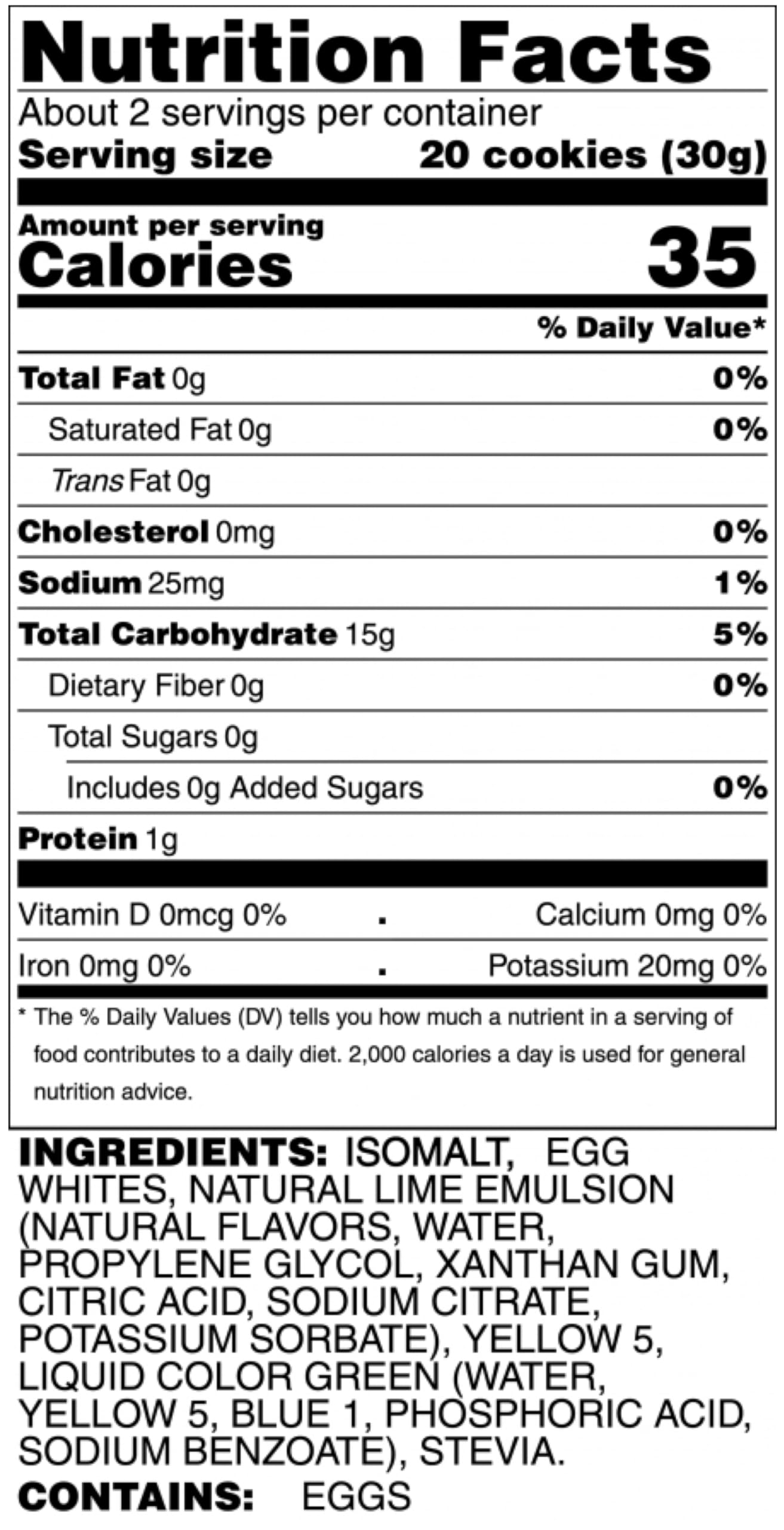 Krunchy Melts Sugar Free Meringue Cookies, Key Lime Flavor, 2 Ounce, Gluten Free, Nut Free, 30 Calories Per Serving