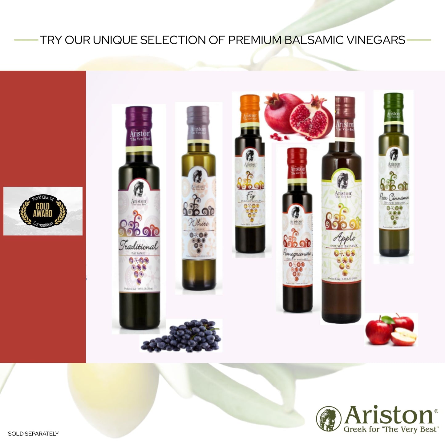 Ariston Premium Balsamic Vinegar, Barrel Aged, Vegan, Gluten Free, 8.45 fl oz (250ml)