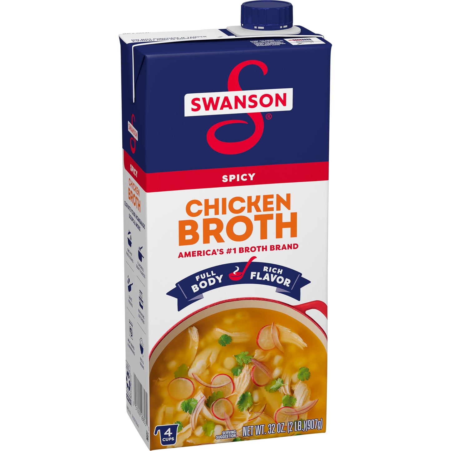 SWANSON S Spicy Chicken Broth, 32 oz Carton