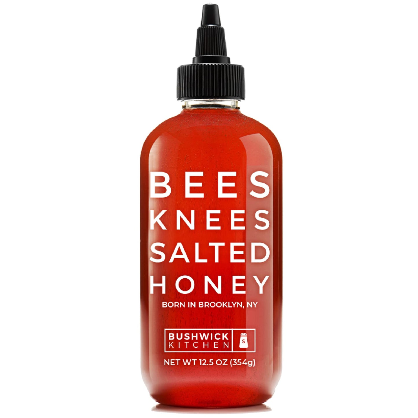 Bushwick Kitchen Bees Knees Salted Honey Squeeze Bottle, Raw Honey, 12.5oz, Gluten Free, Unfiltered, Made in USA
