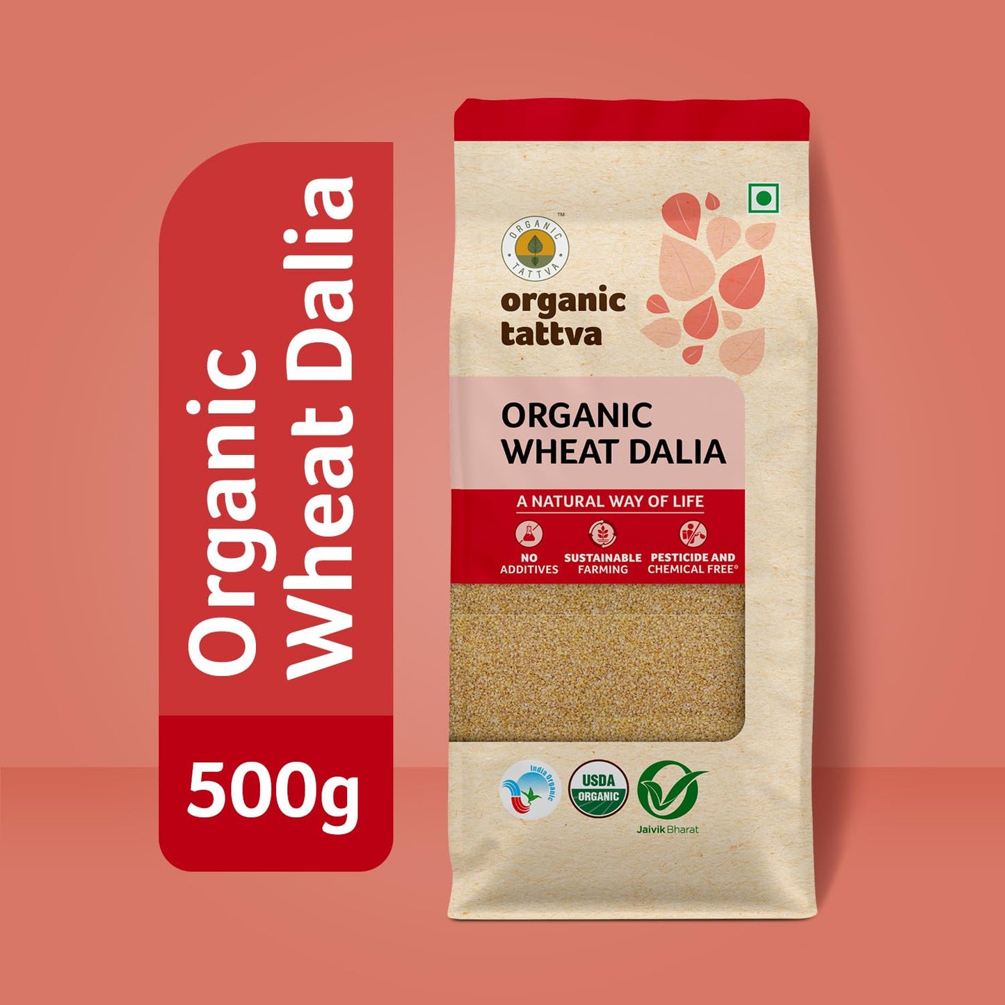 Organic Tattva, Organic Wheat Dalia/Daliya, 500G