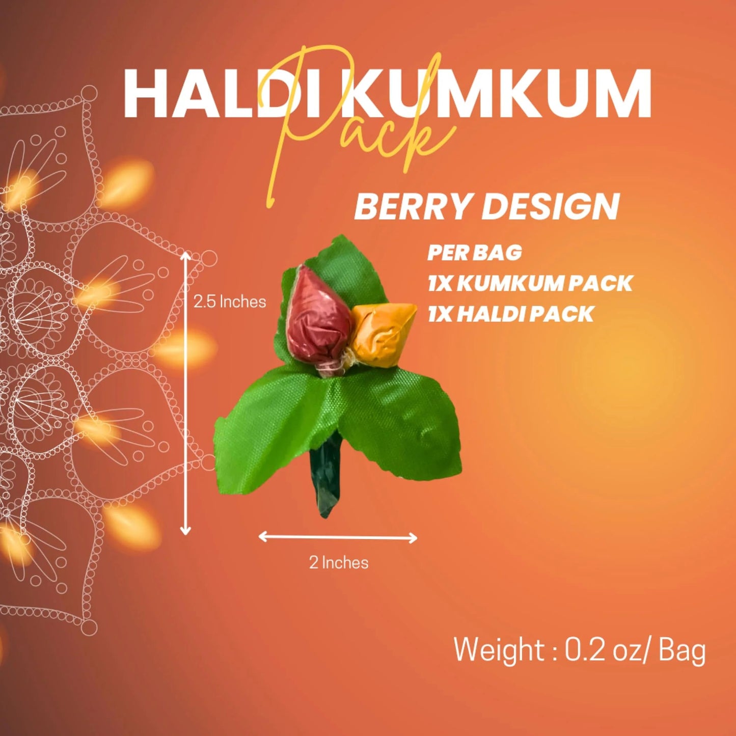 LOVENSPIRE Haldi Kumkum Packets Combo, 20 Pieces, Strawberry Style, Premium Sindoor and Turmeric Powder for Indian Weddings and Festivals