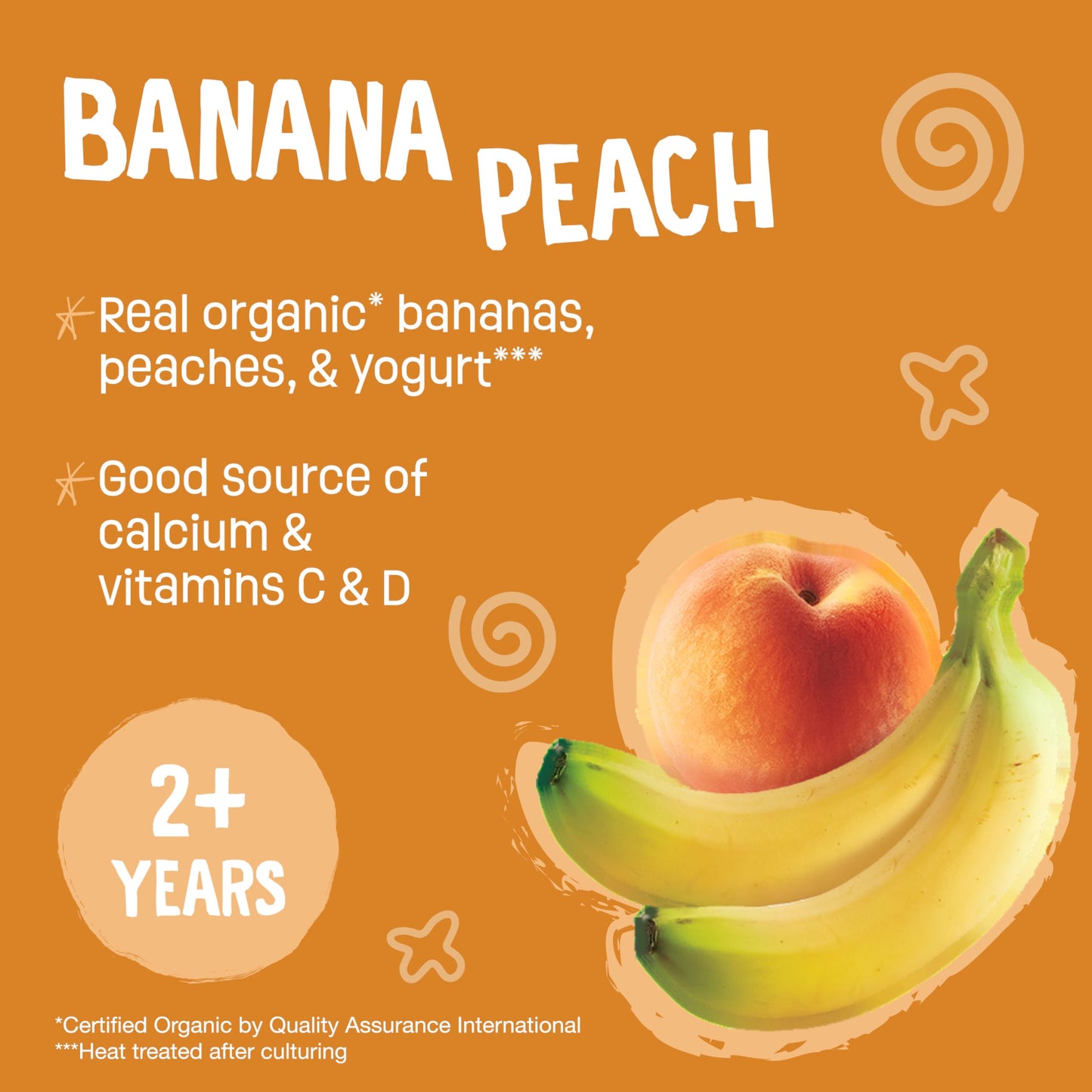 Earths Best Organic Yogurt Smoothie Pouches, 24+ Months, Fruit Yogurt Smoothie For Toddlers 24 Months And Up, Banana Peach, 4.2 Ounce Resealable Pouch (Pack Of 12)