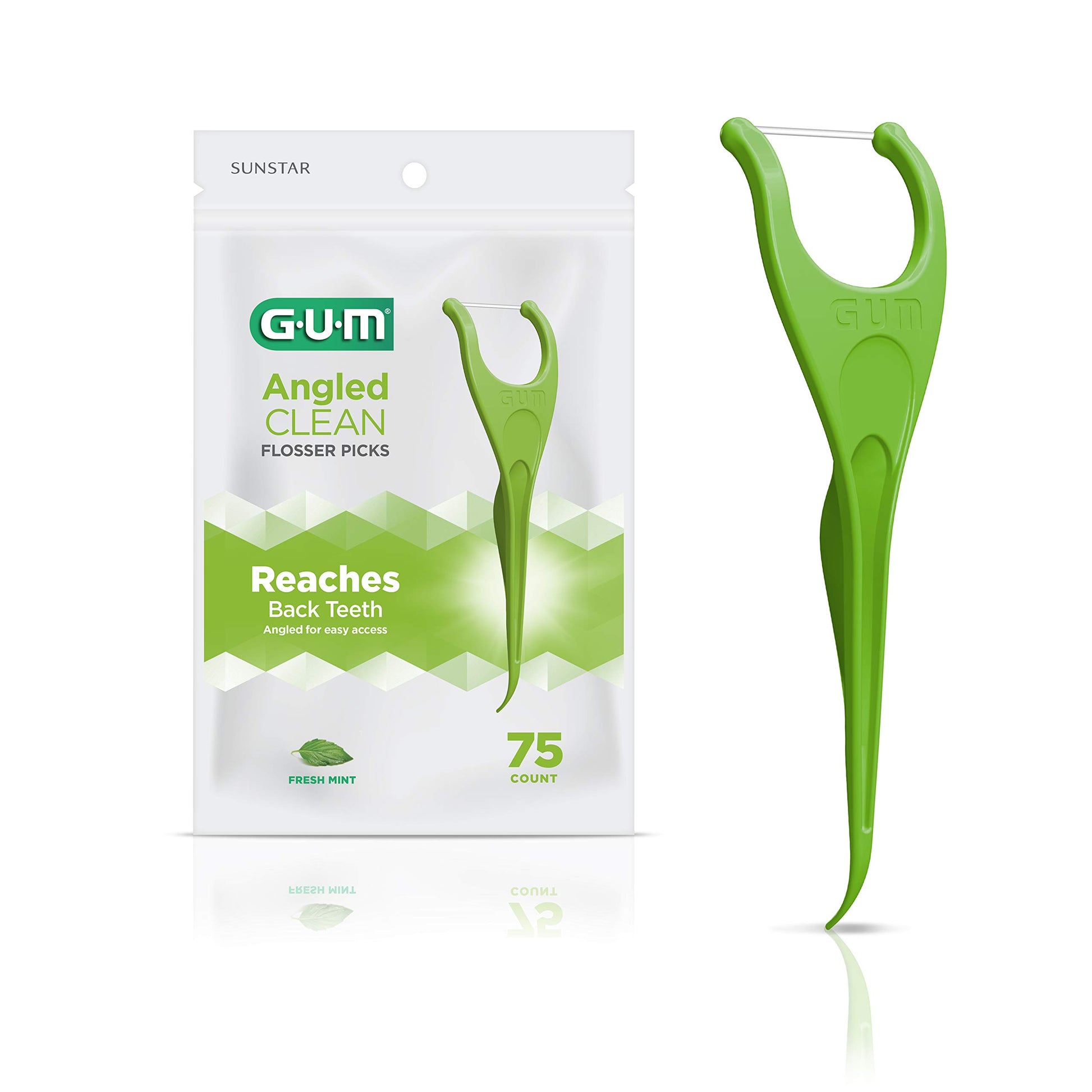 Gum Angled Flossers, Fresh Mint, 75 Count