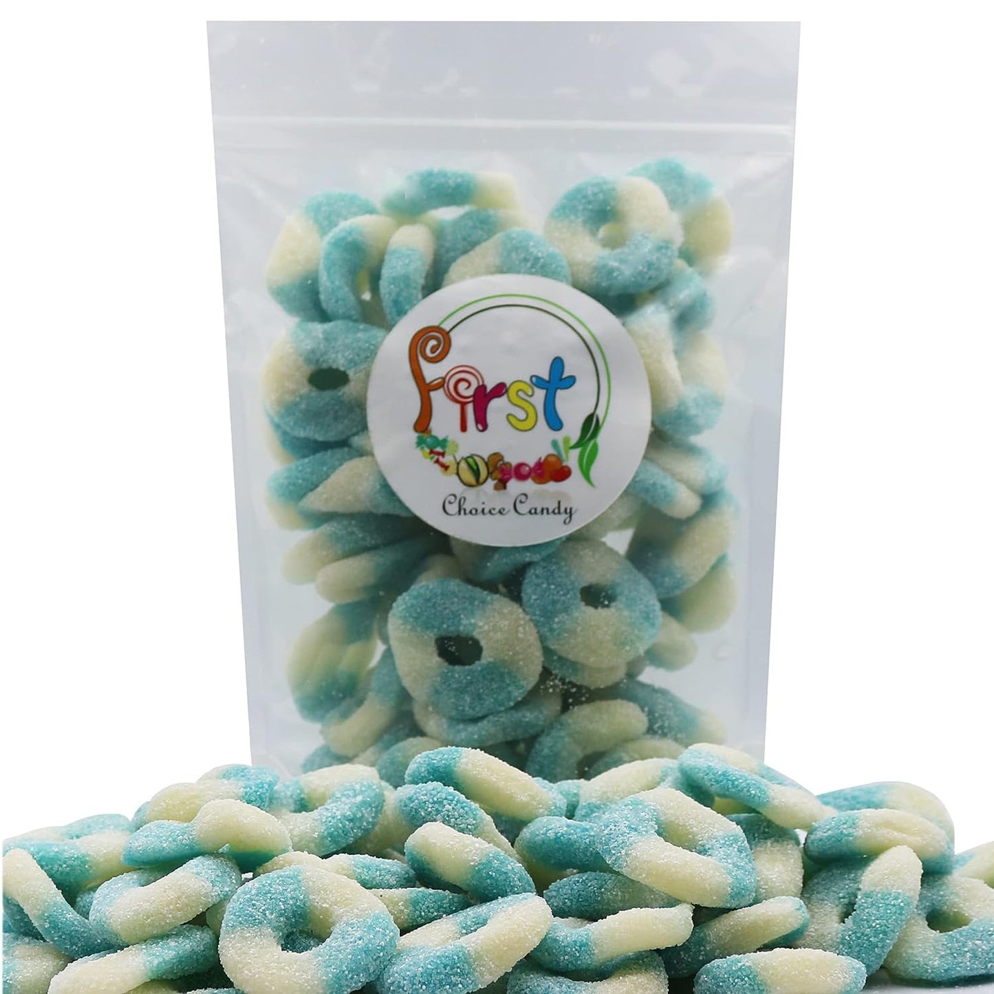 Firstchoicecandy Gummy Rings (Sour Mini Blue Raspberry, 2.2 Pound (Pack Of 1))