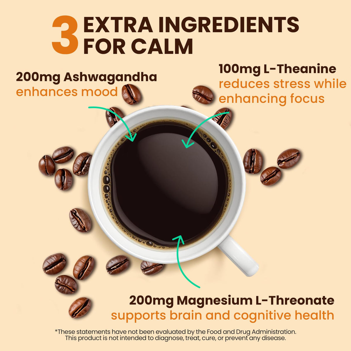 Venture Pal Mushroom Collagen Coffee - Instant Coffee with Biotin, Folate & Vitamin C - 30 Servings