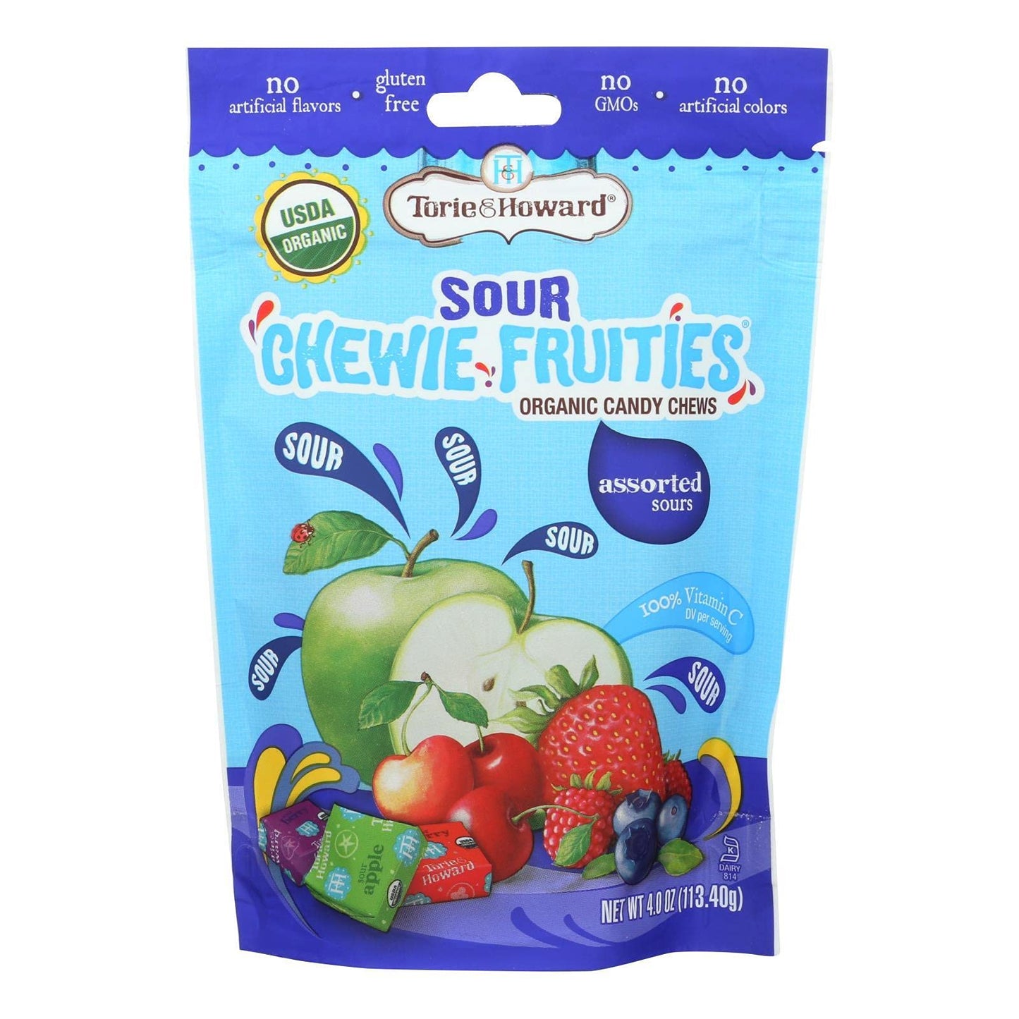 Torie & Howard, Chwy Frts, Og2, Sour Ast, Bg, Pack Of 6, Size 4 Oz - No Artificial Ingredients Dairy Free Gluten Free Kosher Veg