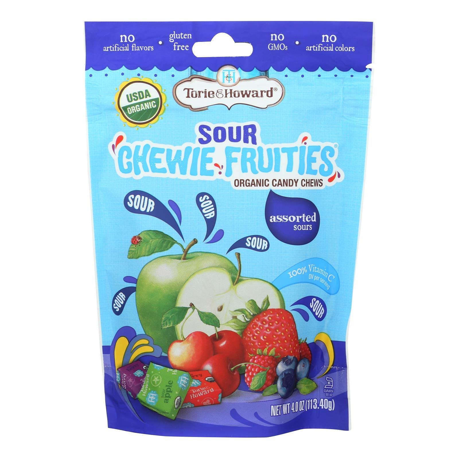 Torie & Howard, Chwy Frts, Og2, Sour Ast, Bg, Pack Of 6, Size 4 Oz - No Artificial Ingredients Dairy Free Gluten Free Kosher Veg