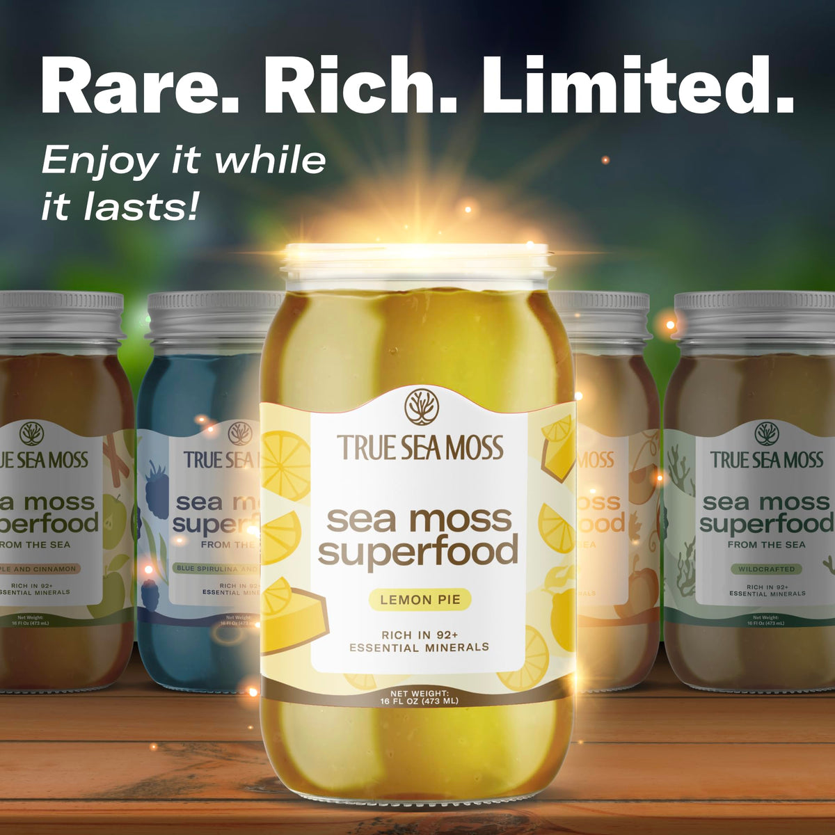Trueseamoss Sea Moss Gel - Made In Usa - Wildcrafted Seamoss, Fresh Fruits & Sea Vegetables - Lemon Pie, Pack Of 1 (Labels May V