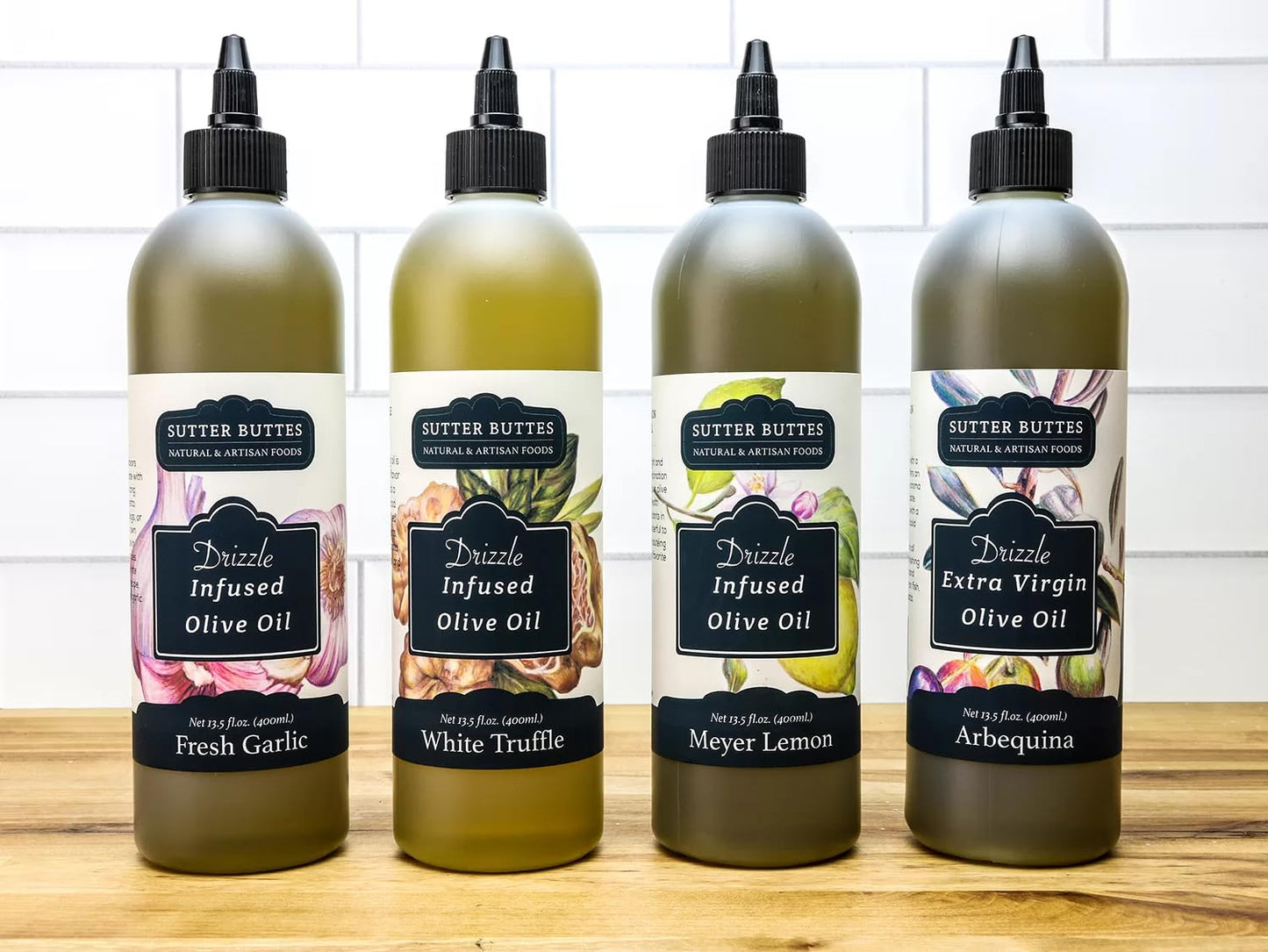 Sutter Buttes Arbequina Extra Virgin Olive Oil Drizzlers In Award-Winning Flavors! - 400 Ml (Arbequina)