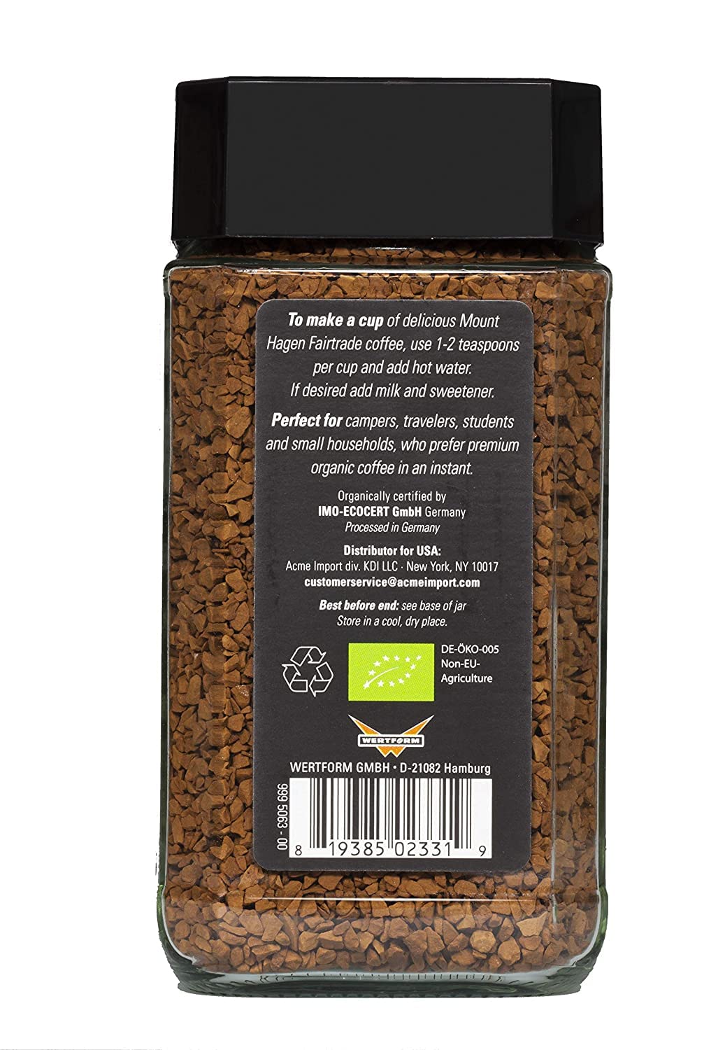 Mount Hagen 3.53oz Organic Freeze Dried Instant Coffee - 12 pack | Eco-friendly Coffee Made From Organic Medium Roast Arabica Be