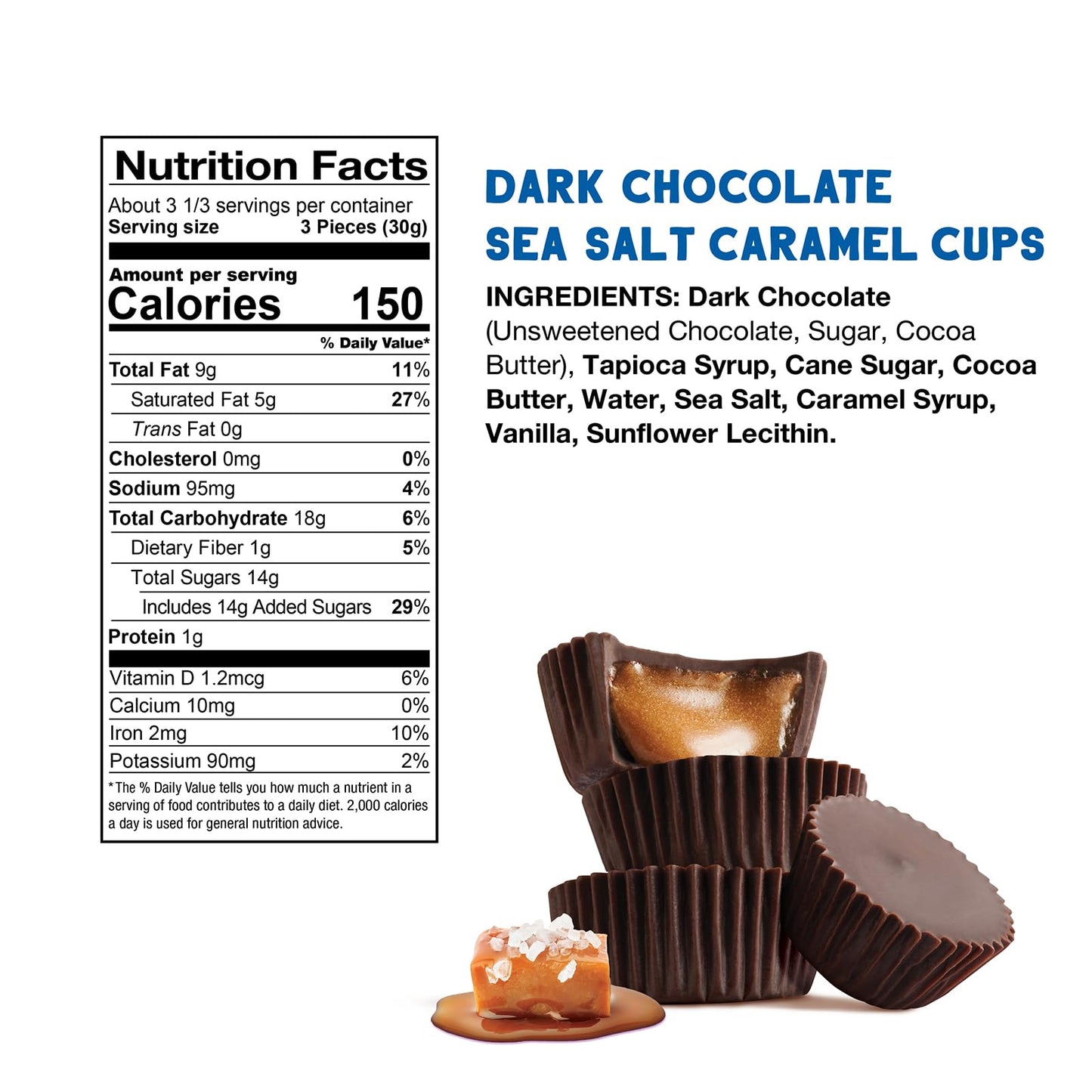 Free2B Sea Salt Caramel Mini Cups, Safe For School And Allergy Friendly - Gluten-Free, Dairy-Free, Nut-Free, And Soy-Free - Dark