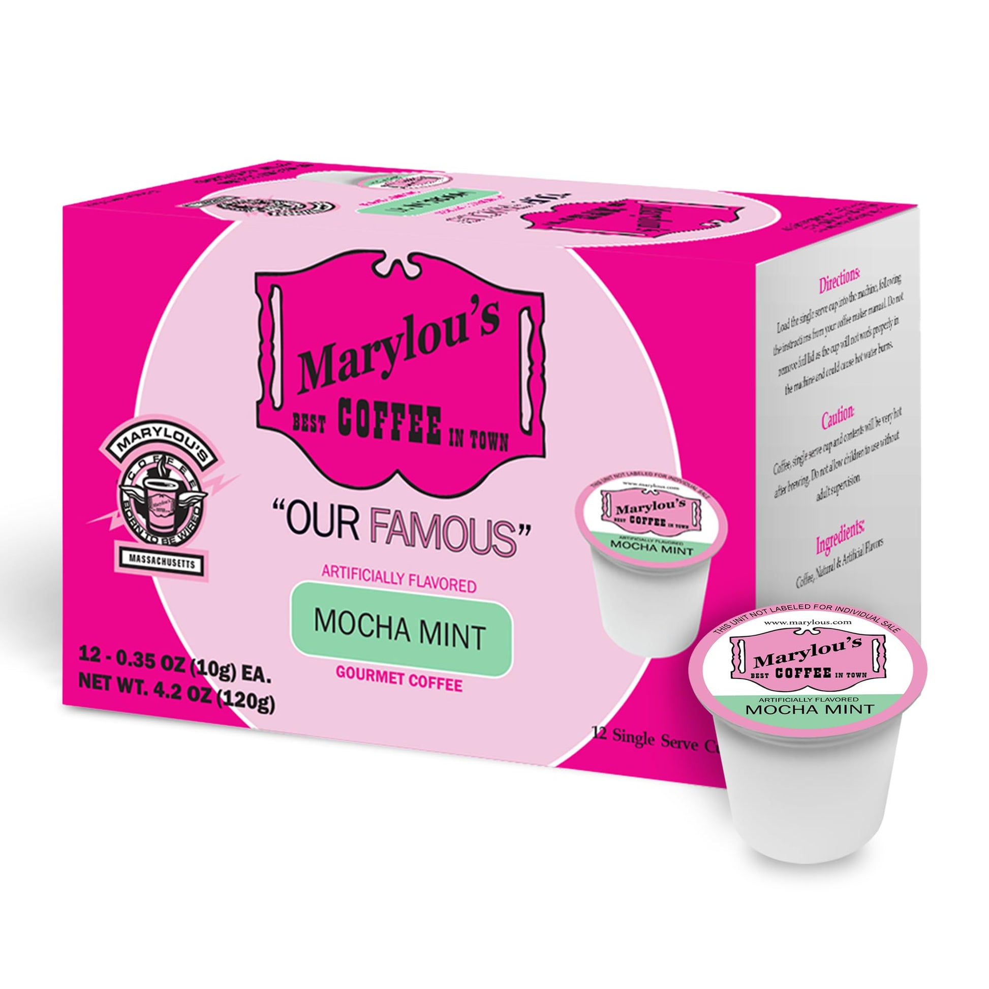 Marylous Mocha Mint Flavored Coffee Pods – 12 Single Serve Pods Compatible with Keurig Brewers