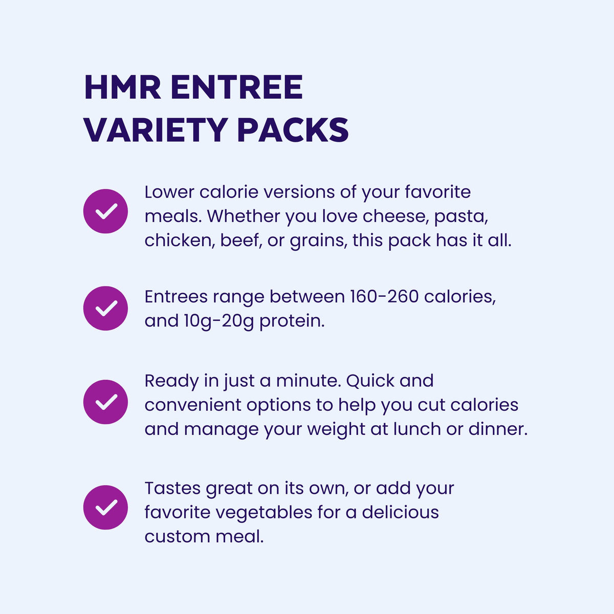 HMR Pasta Classics Entree Bundle 1 ea Penne Pasta w/Meatballs, 1 ea Rotini Chicken Alfredo, 2 ea Cheese & Basil Ravioli, and 2 e