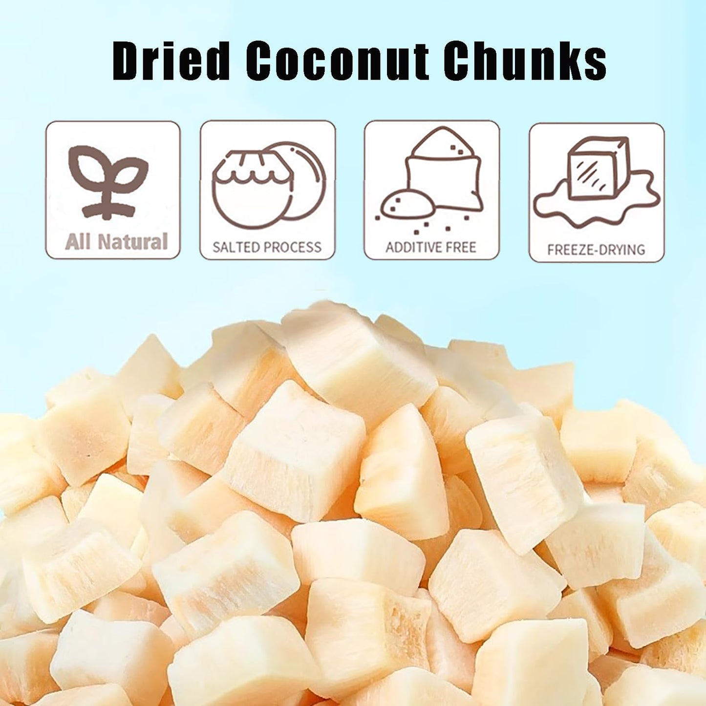 Dried Coconut Chunks 11oz/312g,Natural Freeze Dried Fruit Snack | Coconut Crunchy Flakes Unsweetened | Refreshing and Delicious