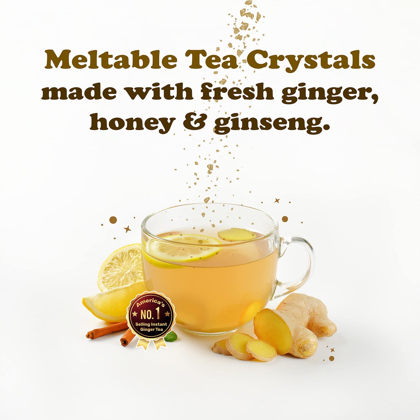 Pocas Honey Ginger Instant Tea Powder, Ginseng Flavor, Caffeine-Free, 20 Count (Pack of 2)